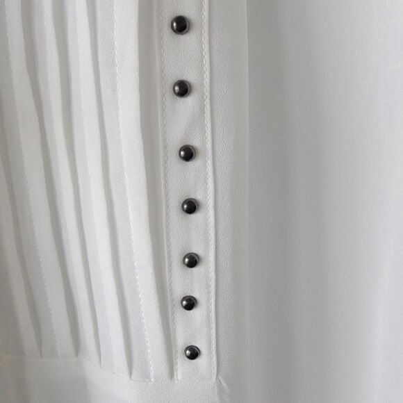 NydJ womens Long-sleeve Pleated Beaded Blouse size XL button up - Picture 6 of 8